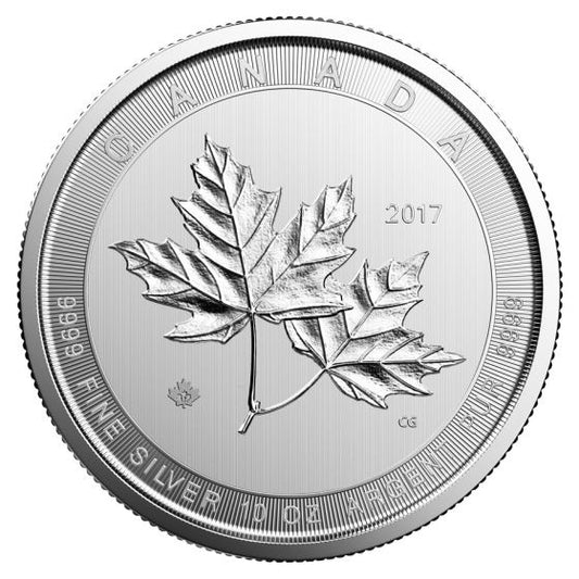 10 oz Silver Maple Leaf Coin -  2017 Magnificent Maple Leaf - Royal Canadian Mint - RCM .9999 Ag