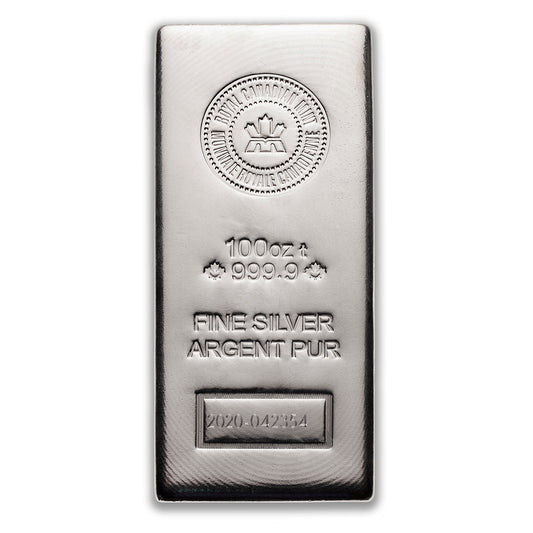 100 oz Silver Bar - Preowned - Royal Canadian Mint - RCM .9999 Ag