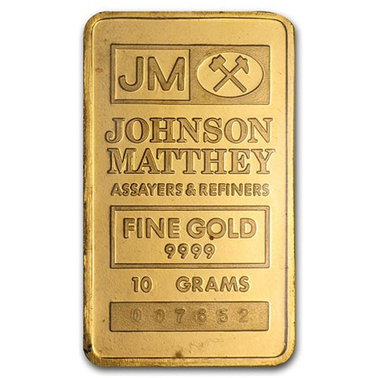 10 Gram Gold JM Bar - Johnson Matthey  - .9999 Au