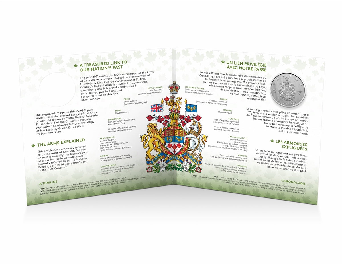 Moments to Hold: 100th Anniversary of the Arms of Canada - 1/4 oz. Pure Silver Coin (2021)