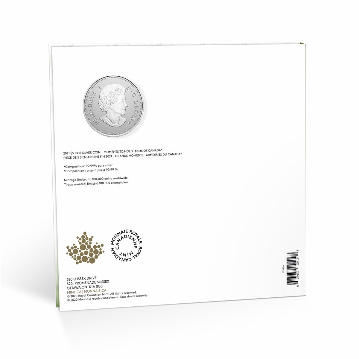 Moments to Hold: 100th Anniversary of the Arms of Canada - 1/4 oz. Pure Silver Coin (2021)