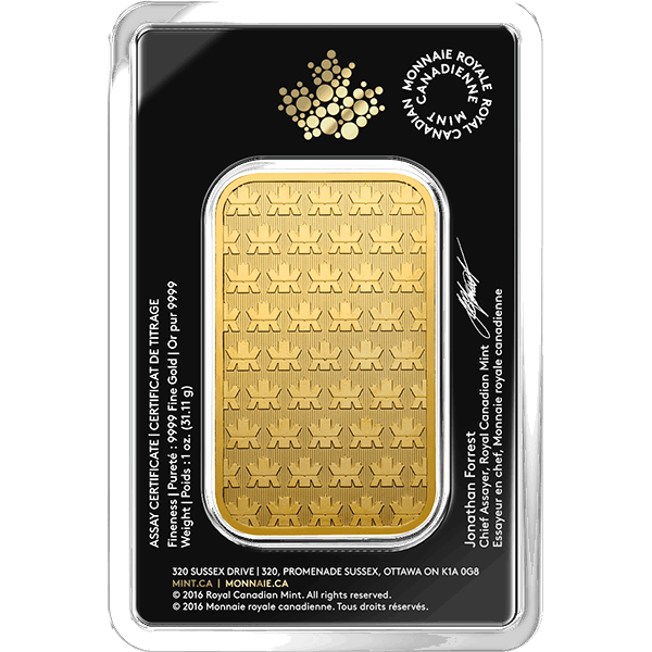 1 oz Gold Bar 2023 - .9999 Au - Royal Canadian Mint