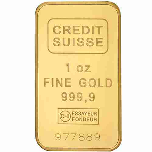Buy 1 oz Gold Bar Credit Suisse .9999 Au Valcambi Suisse