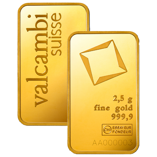 2.5 g Gold Bar - Valcambi Suisse - Minted - 2.5g Gold Bar - .9999 Au