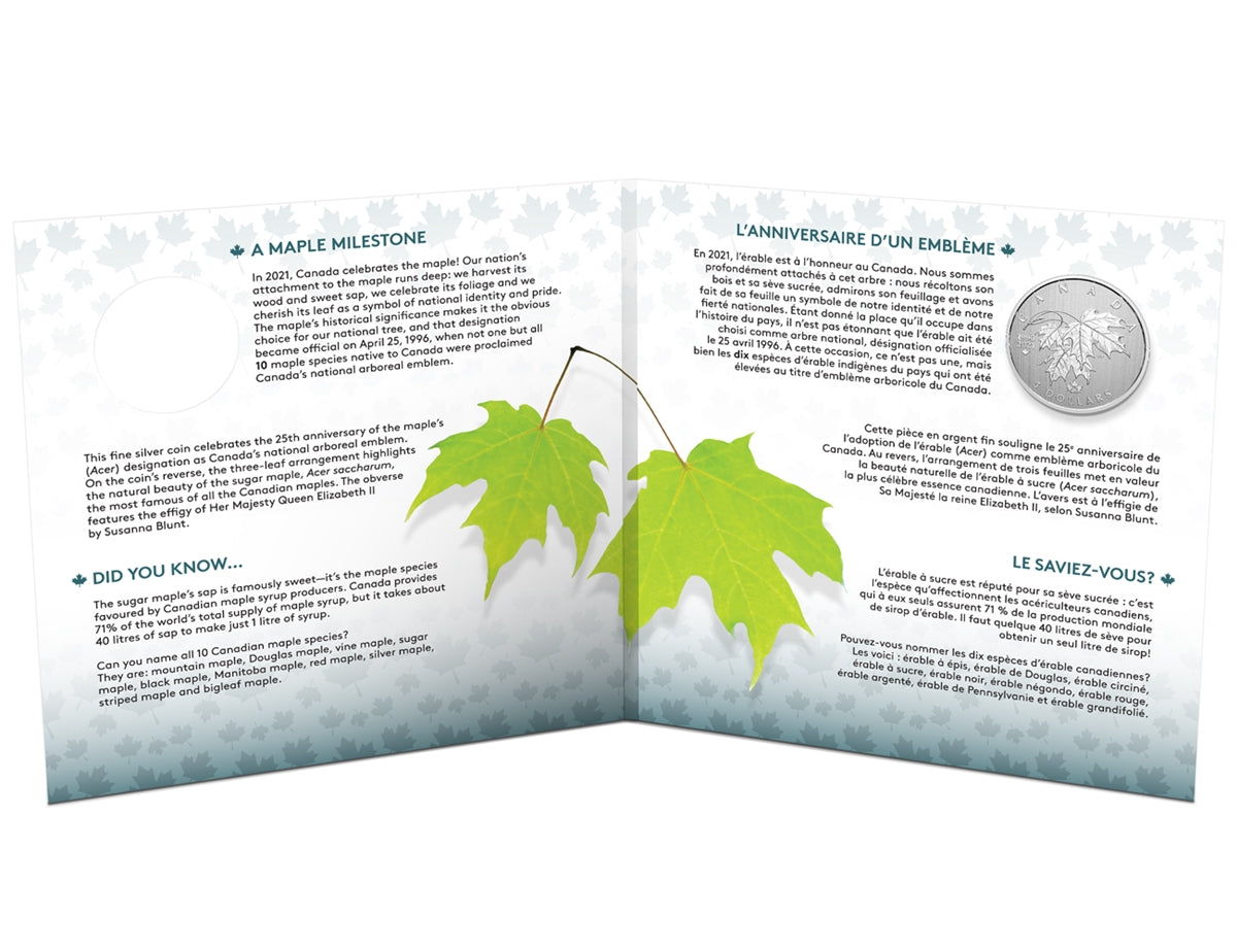 Moments to Hold: 25th Anniversary of Canada's Arboreal Emblem - 1/4 oz. Pure Silver Coin (2021)