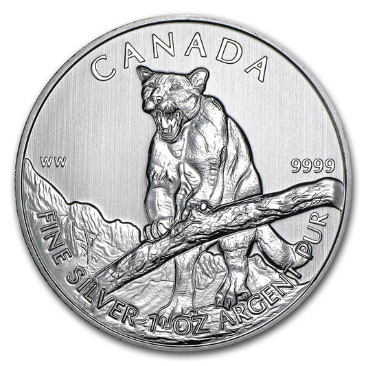 1 oz Silver Maple Leaf Coin - 2012 Cougar .999 AG - Royal Canadian Mint