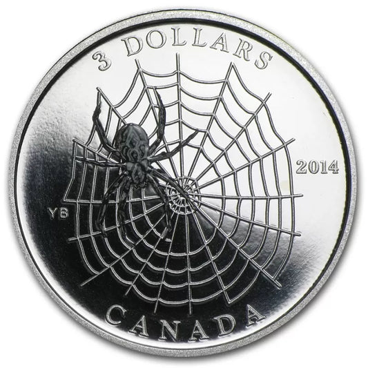 1/4 oz. Fine Silver Coin - Animal Architects: Spider and Web (2014)