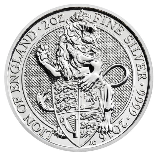 2 oz 2016 Silver Lion of England Coin - Queen's Beast Series .9999 Ag - Royal Mint