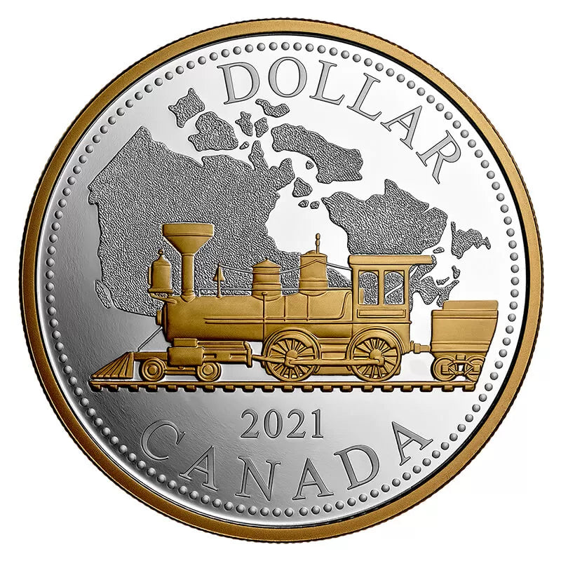 Pure Silver 140th Anniversary of the Trans-Canada Railway 2 oz. Gold-Plated Coin (2021)