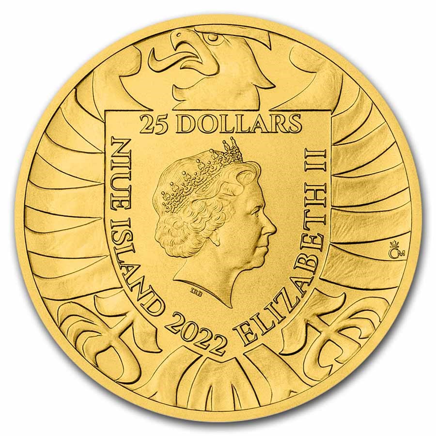 1/2 oz Gold Coin - 2022 Czech Lion - Niue Island - Czech Mint .9999 Au