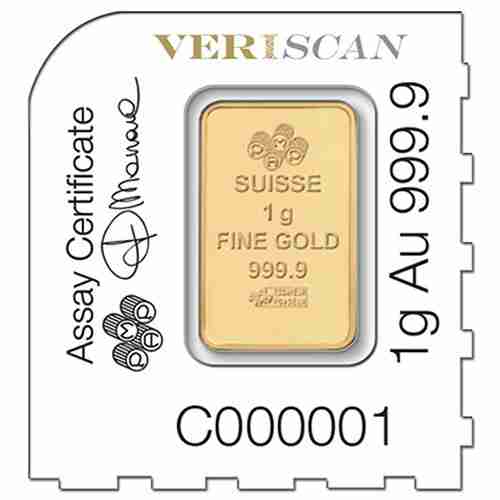 25g Gold Sheet Bar - Lady Fortuna - 25 x 1g Bars .9999 Au - PAMP Suisse - Back