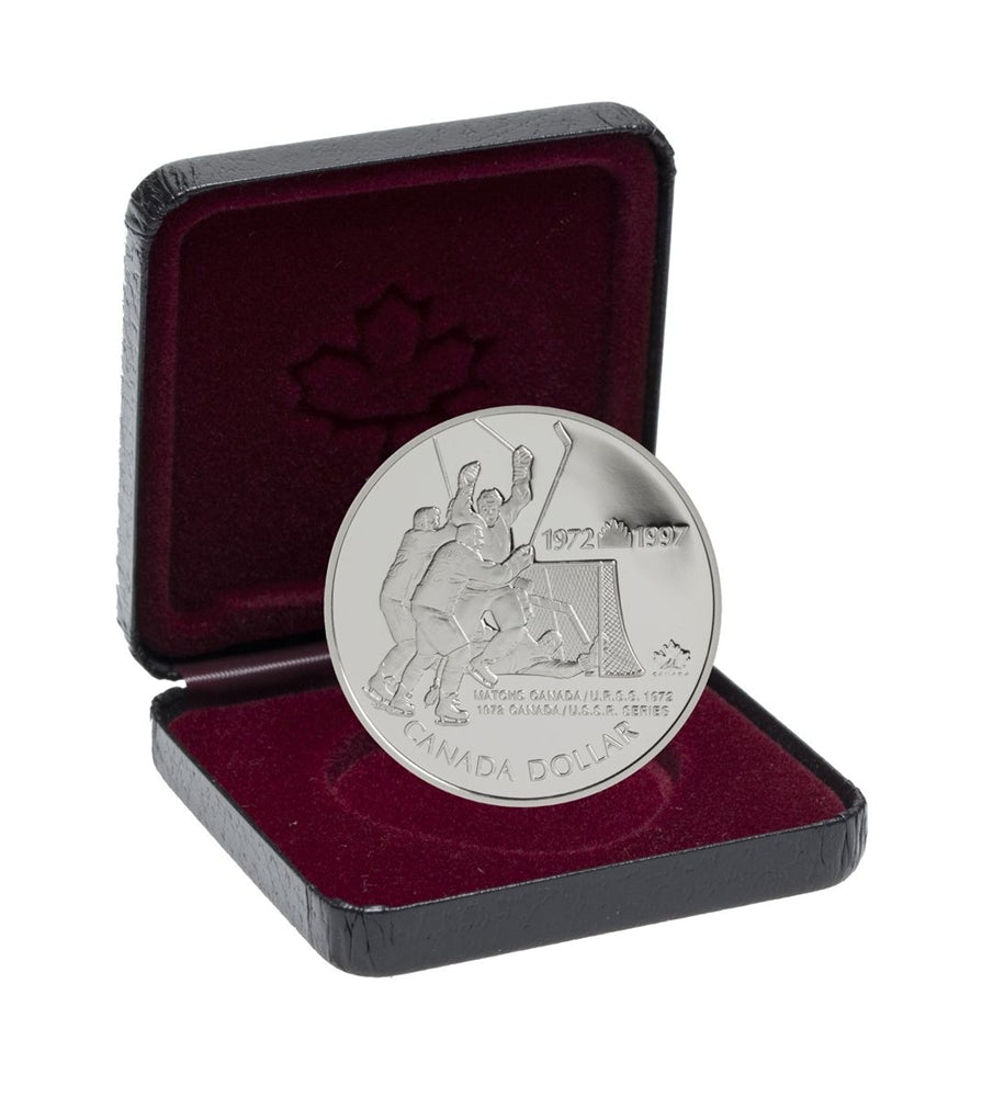 25th Anniversary of the 1972 Canada/Russia Hockey Series - Proof Sterling Silver Dollar (1997)