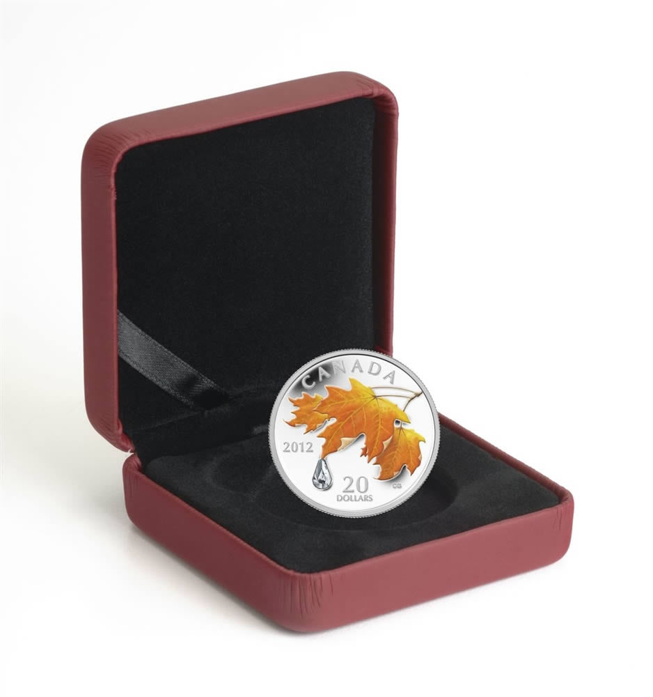 Fine Silver Coin - Sugar Maple Crystal Raindrop - Mintage: 10,000 (2012)