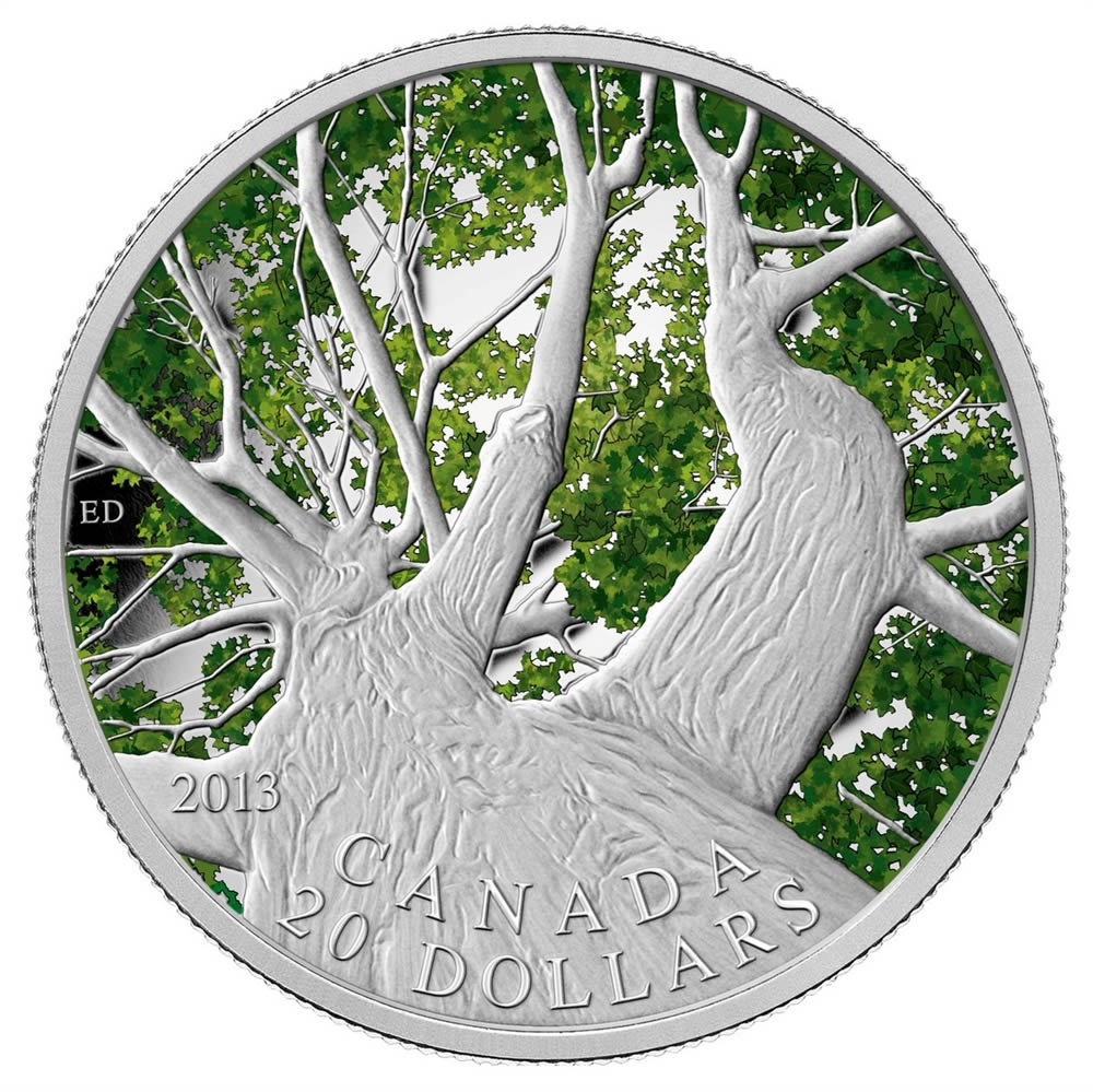 1 oz Fine Silver Coin - Canadian Maple Canopy (Spring) - Mintage 7500 (2013)