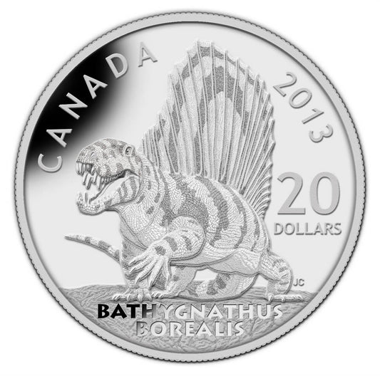 1 oz. Fine Silver Coin - Canadian Dinosaurs: Bathygnathus Borealis - Mintage: 8500 (2013)