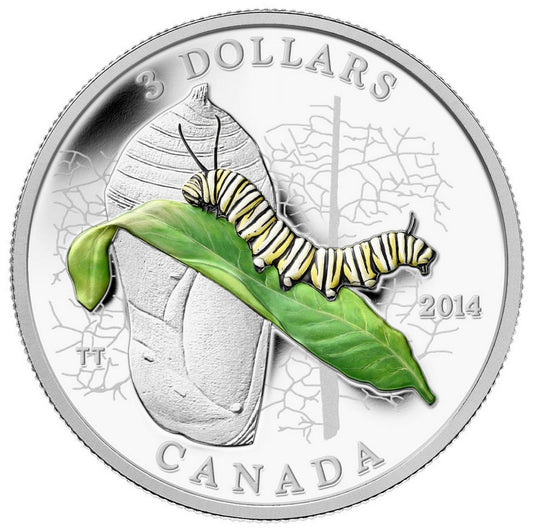 1/4 oz. Fine Silver Coin - Animal Architects: Caterpillar and Chrysalis - Mintage: 10,000 (2014)