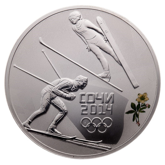 1 oz. Sterling Silver 3-Roubles Coin - Nordic combined: Sochi 2014 Winter Olympics