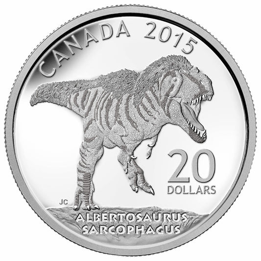 1 oz. Fine Silver Coin - Canadian Dinosaurs: Albertosaurus - Mintage: 8,500 (2015)