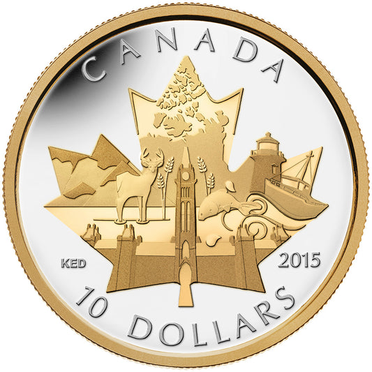 1/2 oz. Fine Silver Gold-Plated Coin - Celebrating Canada - Mintage: 8,000 (2015)