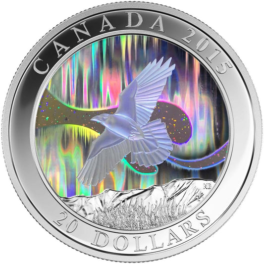 1 oz. Fine Silver Hologram Coin - A Story of the Northern Lights: The Raven - Mintage: 8,500 (2015)