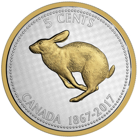 Rabbit : Alex Coville Designs - Big Coin Series - 2017 Canada 5 oz Pure Silver Coin - Royal Canadian Mint