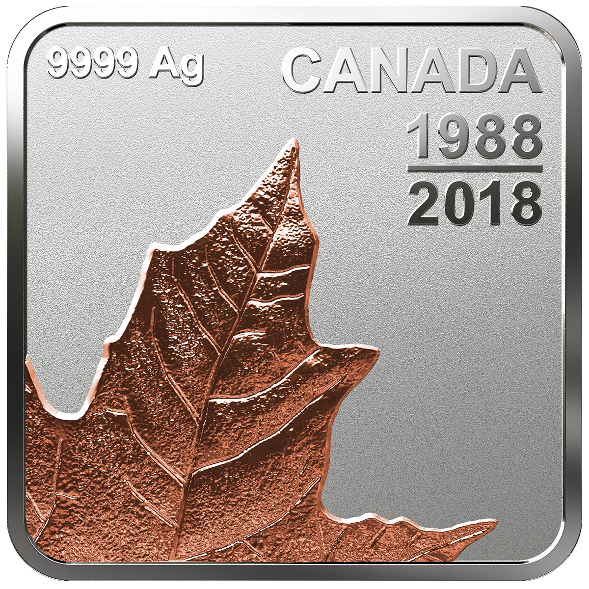 Pure Silver Rose Gold-Plated Maple Leaf Quartet - Thirty Years (1988 - 2018) - Mintage: 6,500