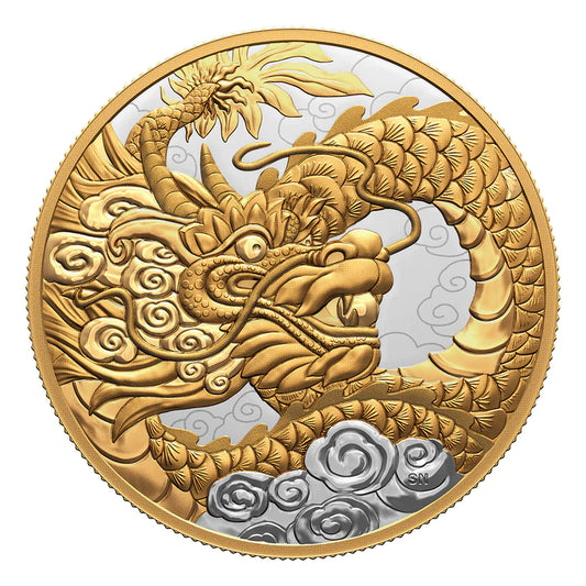 Heavenly Dragon - 5 oz. Pure Silver Coin With Gold-Plating (2023)