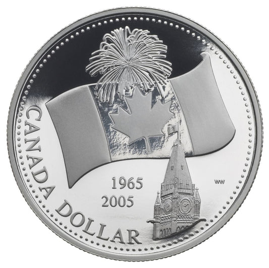 40th Anniversary of Canada's National Flag - Pure Proof Silver Dollar (2005)