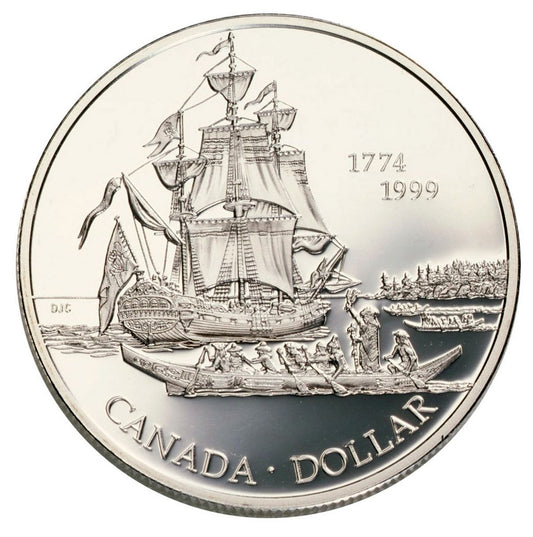 225th Anniversary of the Voyage of Juan Perez - Proof Sterling Silver Dollar (1999)