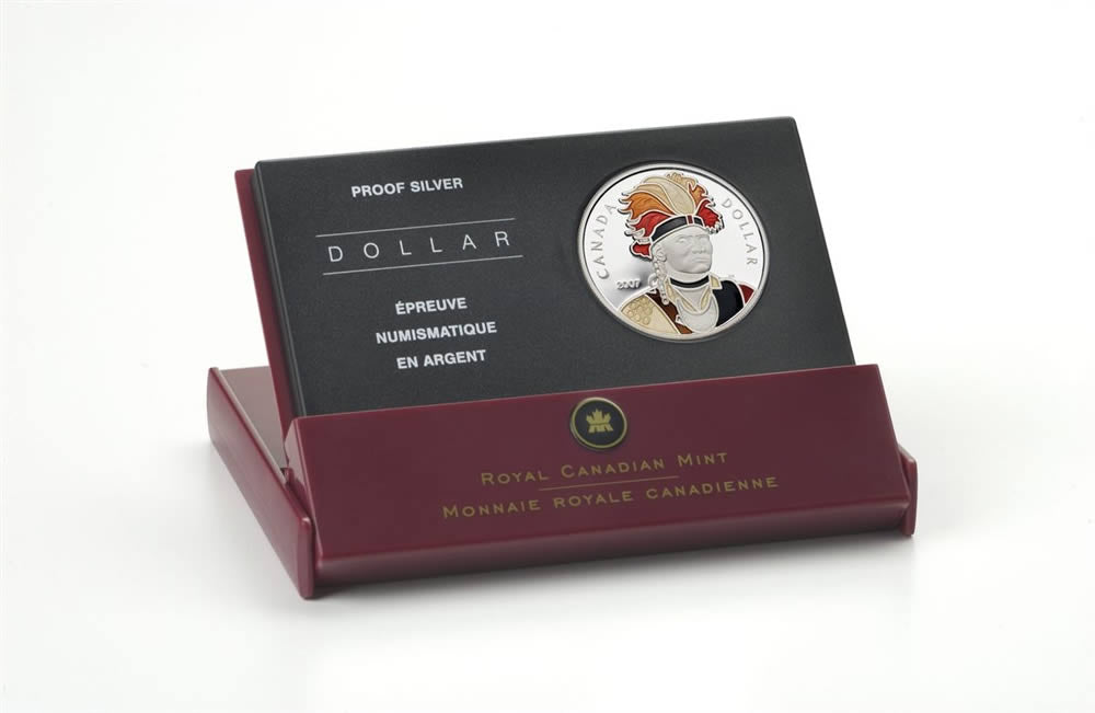 Limited Edition $1 Thayendanegea (Joseph Brant) with Enamel-Effect - Proof Sterling Silver Dollar (2007)