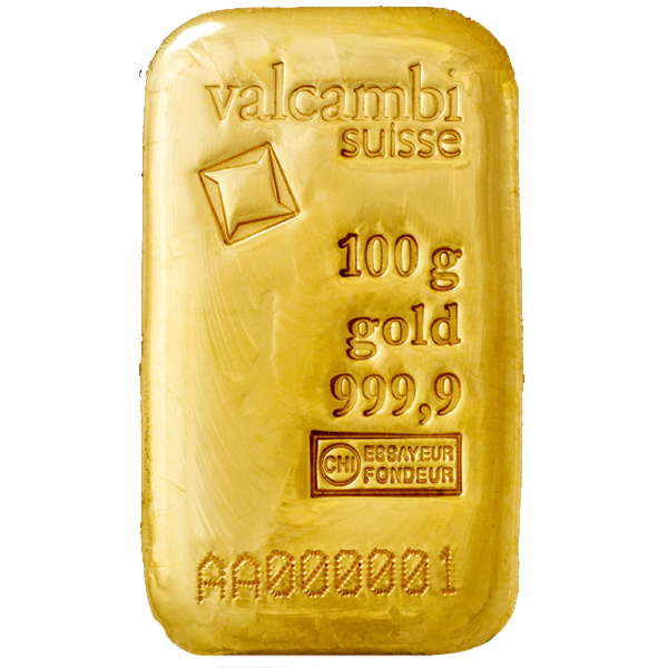 100 Gram Gold Cast Bar | Valcambi Suisse | .9999 Au | 100g Cast ...