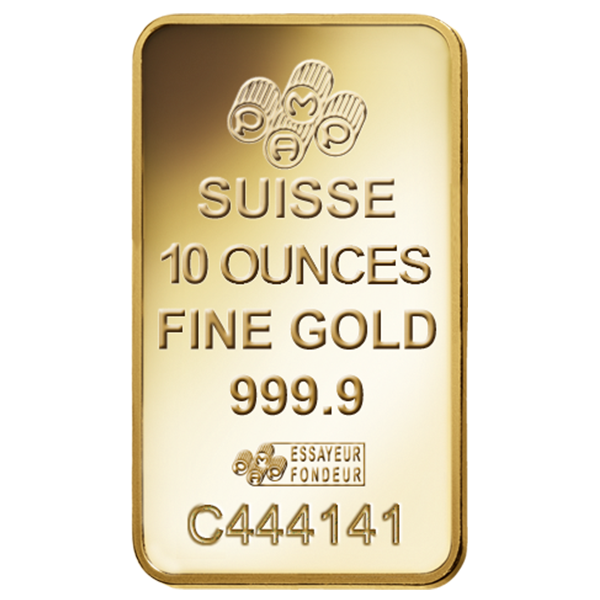 Buy 10 Oz Gold Bar PAMP Suisse Lady Fortuna Series Obverse Buy 10 Oz Gold Bar Front