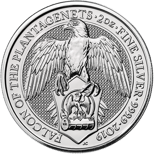 Buy 2 Oz Silver Coin Royal Mint Falcon of the Plantagenets Silver Buy 2 Oz Falcon Coin RM Reverse