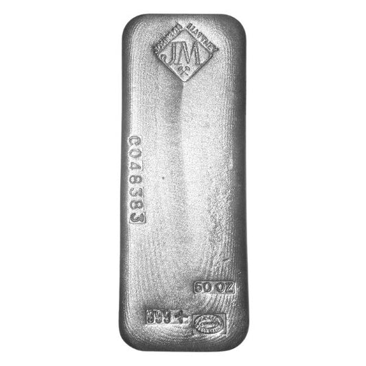 50 oz Silver Bar - Preowned - Johnson Matthey - .999+ Ag