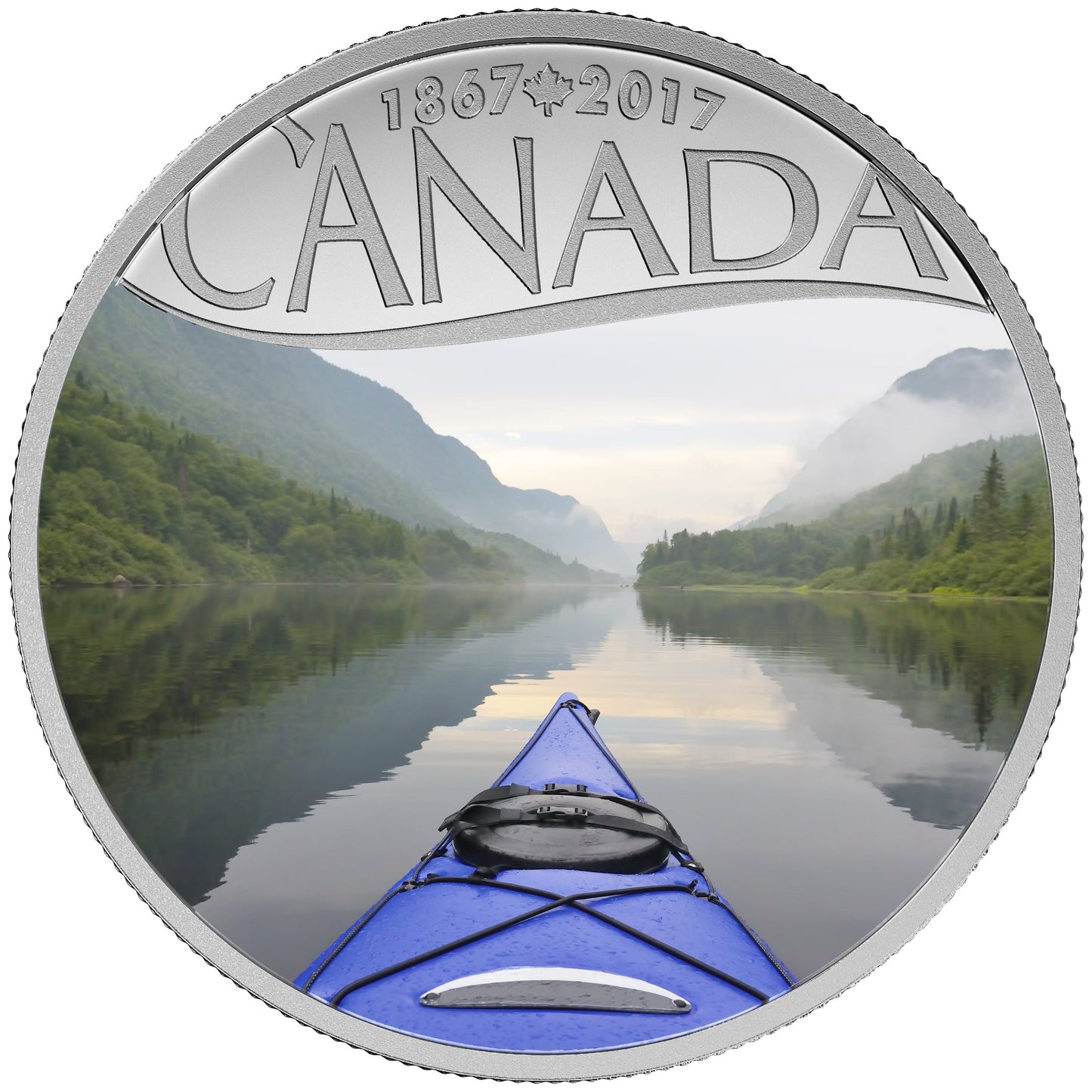 Kayaking On The River - Celebrating Canada's 150th Anniversary - 2017 Canada 1/2 oz Pure Silver Coin - Royal Canadian Mint