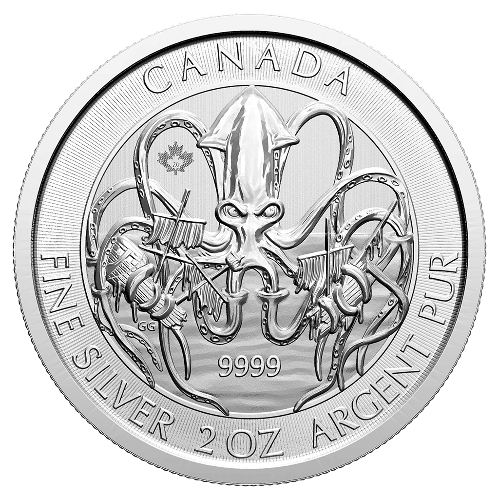 BUY 2 oz 2020 Canadian Silver KRAKEN Coin - Creatures of the North RCM Series - .9999 AG - Royal Canadian Mint