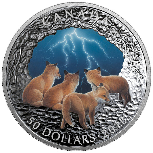 Stormy Night - Nature's Light Show - 2018 Canada 5 oz Pure Silver Glow In The Dark Coin - Royal Canadian Mint