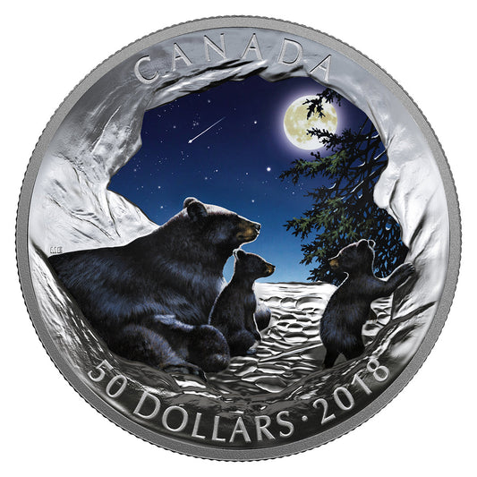 Moonlit Tranquility - Nature's Light Show - 2018 Canada 5 oz Pure Silver Glow In The Dark Coin - Royal Canadian Mint