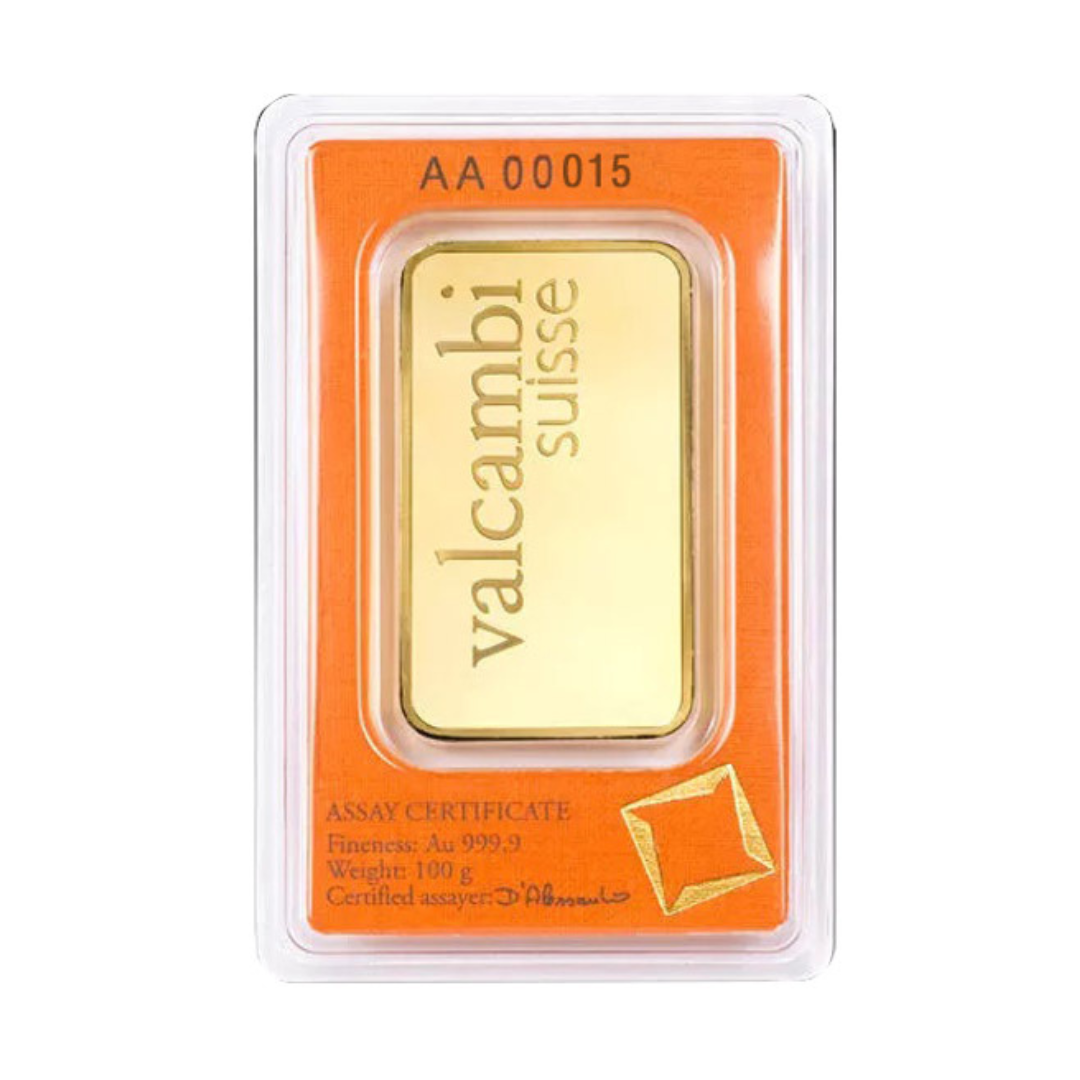 100 Gram Gold Cast Bar | Valcambi Suisse | .9999 Au | 100g Cast ...