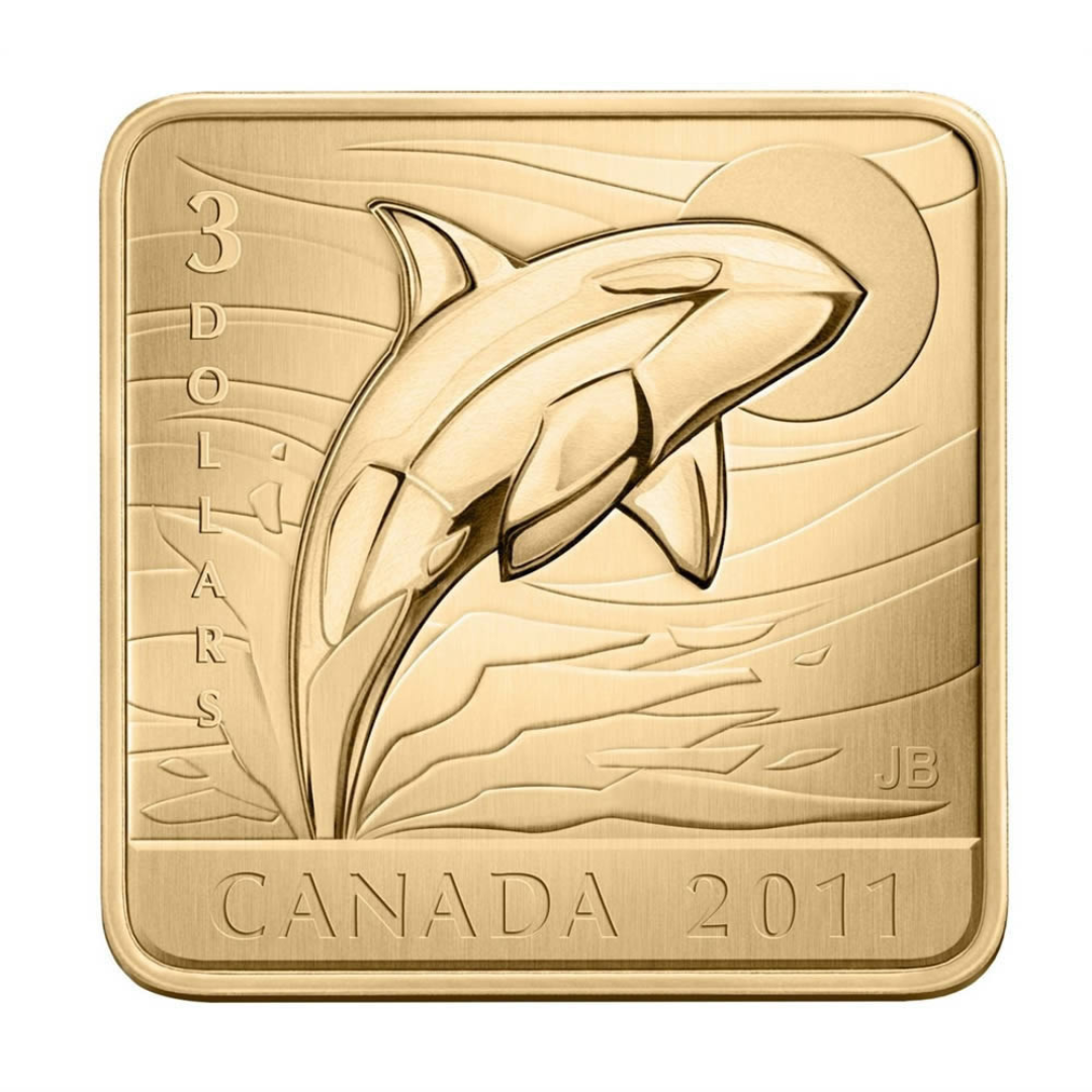 Sterling Silver Gold Plated Coin - Orca Whale (2011)