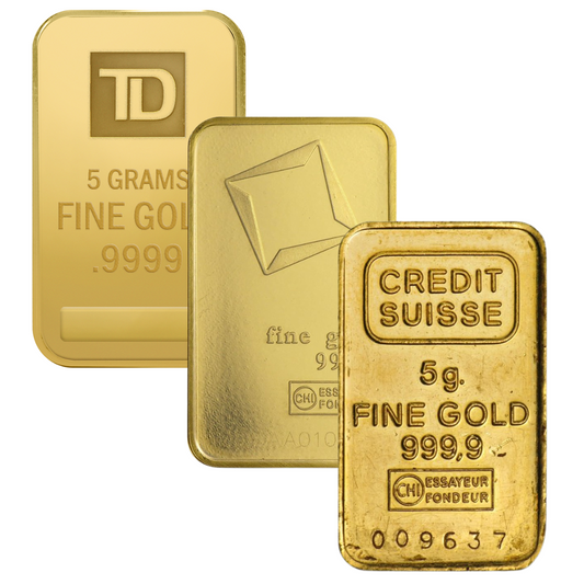 5 g Gold Bar - Preowned - Assorted Mint - 5 g Gold Bar - .9999 Au