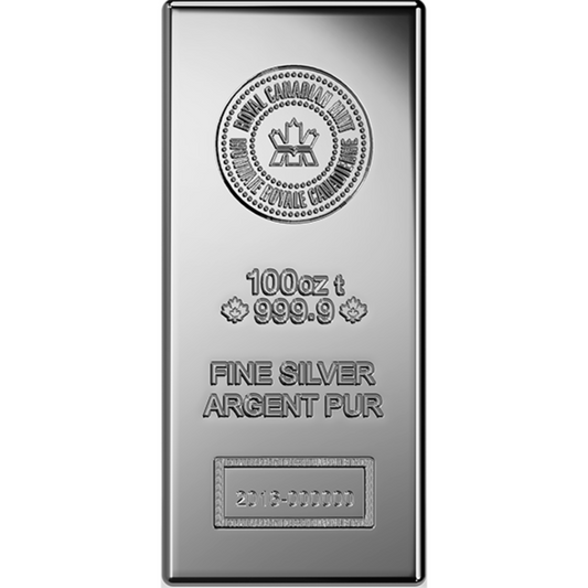 100 oz Silver Bar - 2023 (New Design) - Royal Canadian Mint - RCM .9999 Ag
