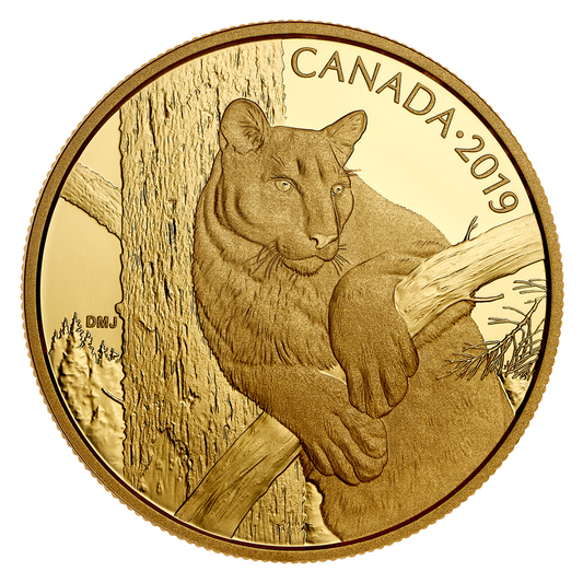 1.125 oz Pure Gold Coin - Canadian Wildlife Portraits: The Cougar - Mintage: 400 (2019)