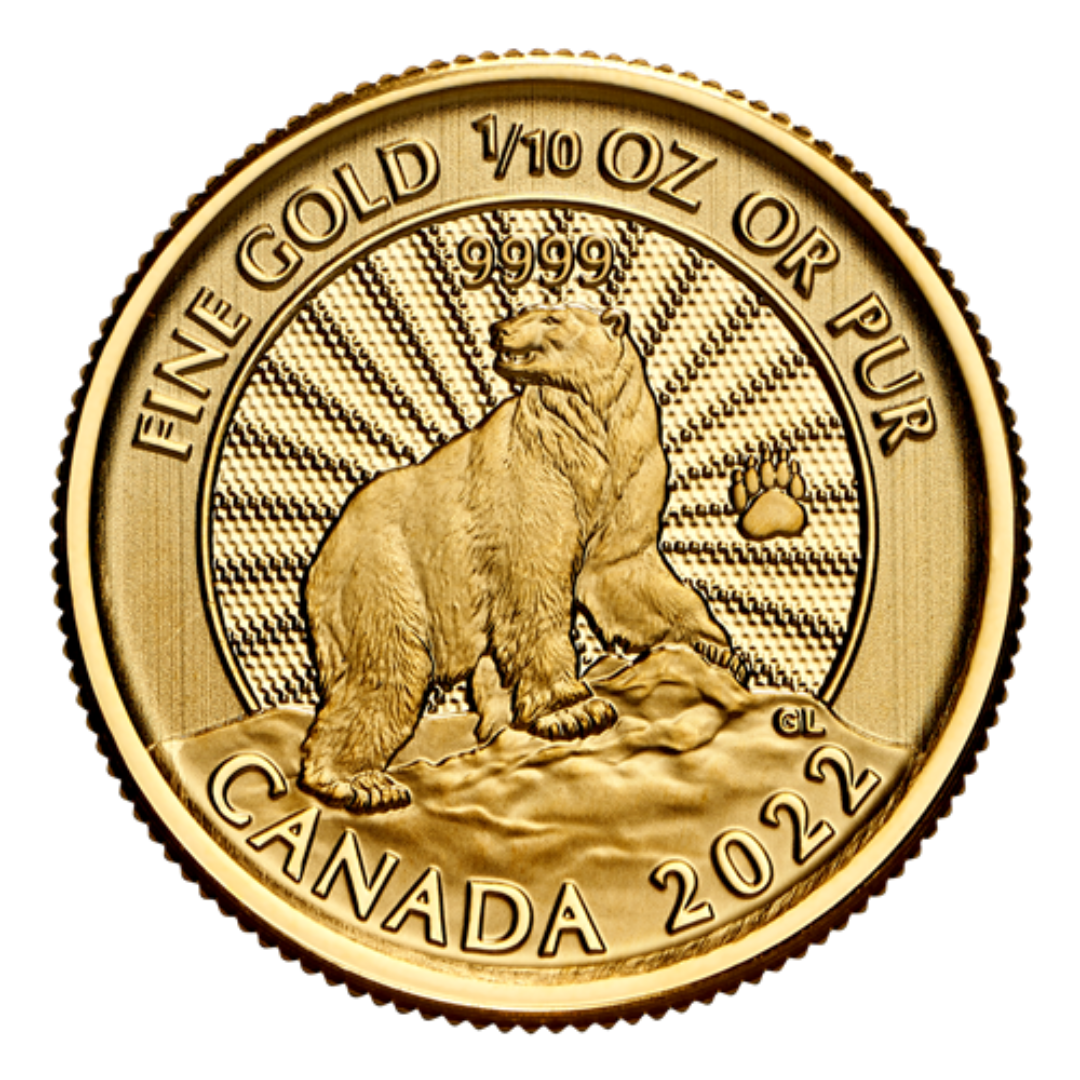 1/10 oz. Pure Gold Coin: The Majestic Polar Bear (2022)