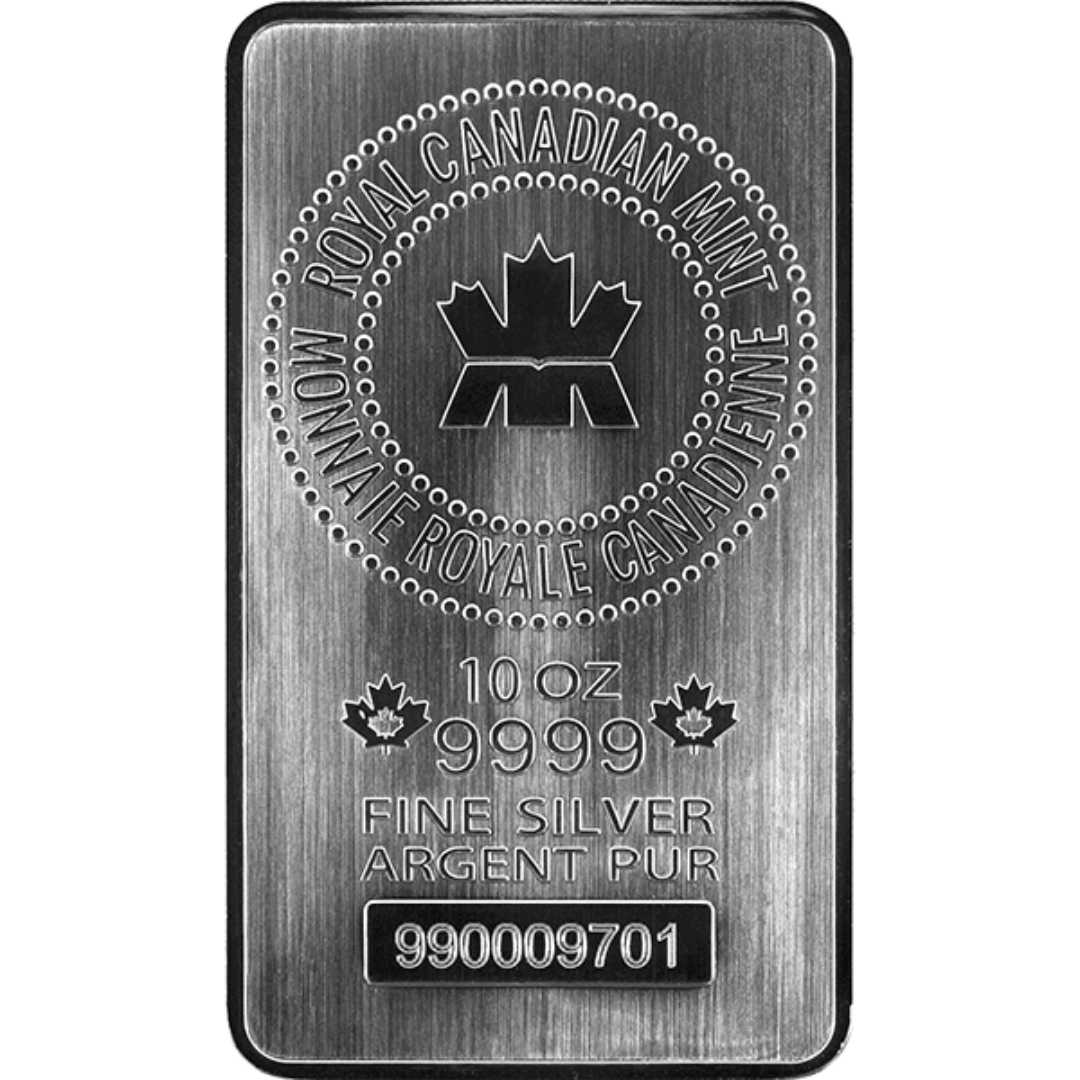 10 oz Silver Bar - Preowned -  Royal Canadian Mint - RCM .9999 Ag