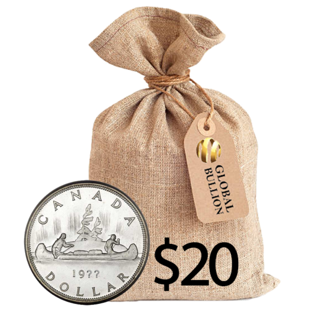 $20 Royal Canadian Mint Junk Silver - 80% CAD Silver Dollar or Half Dollar - 0.800 Ag
