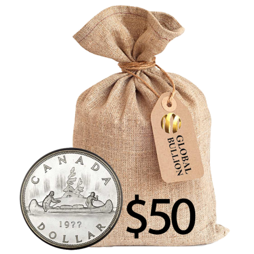 $50 Royal Canadian Mint Junk Silver - 80% CAD Silver Dollar or Half Dollar - 0.800 Ag