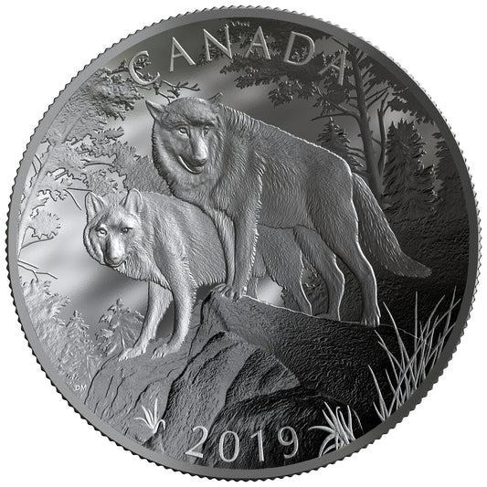 Wolves - Nature's Grandeur - 2019 Canada 10 oz Pure Silver Double-Concave Coin - Royal Canadian Mint