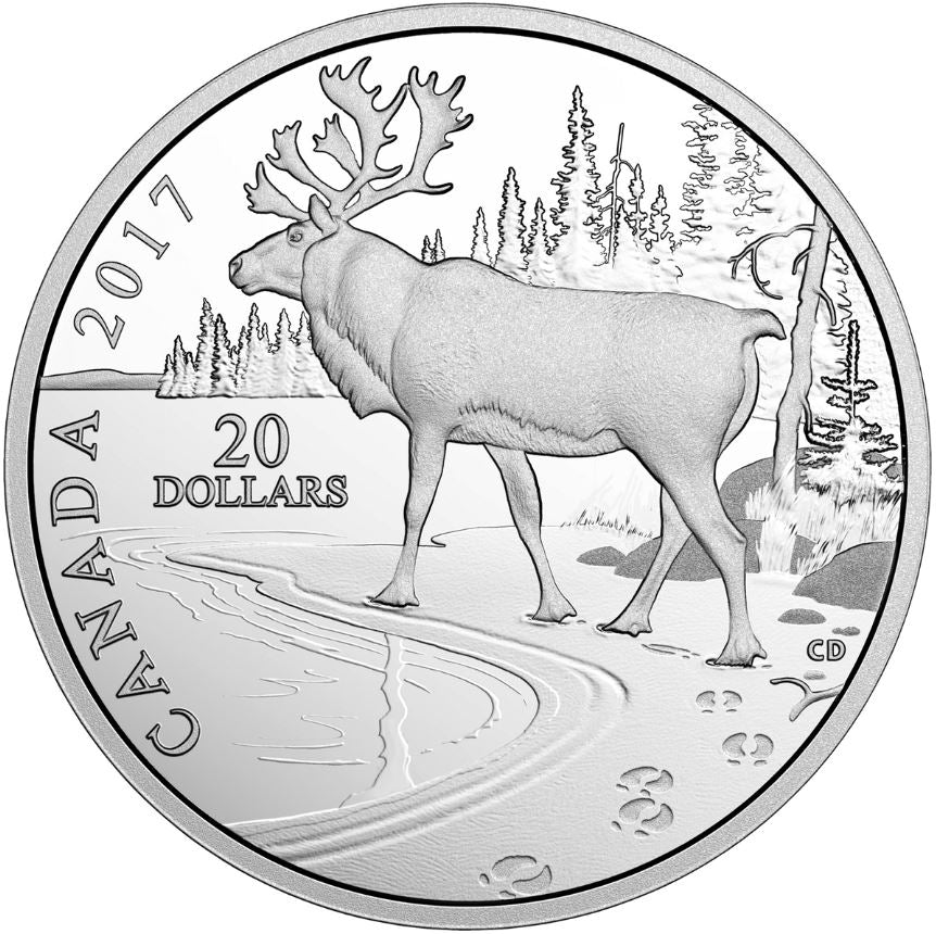 Woodland Caribou - Nature's Impressions - 2017 Canada 1 oz Pure Silver Coin - Royal Canadian Mint