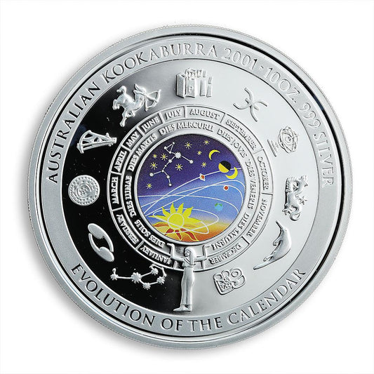 10 oz Silver Coin - 2001 Australian Kookaburra - Evolution of The Calendar - .999Ag